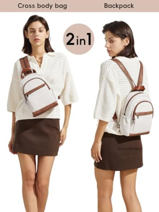 Convertible Sling Backpack Purse Crossbody Small Travel Bag Leather main image 6
